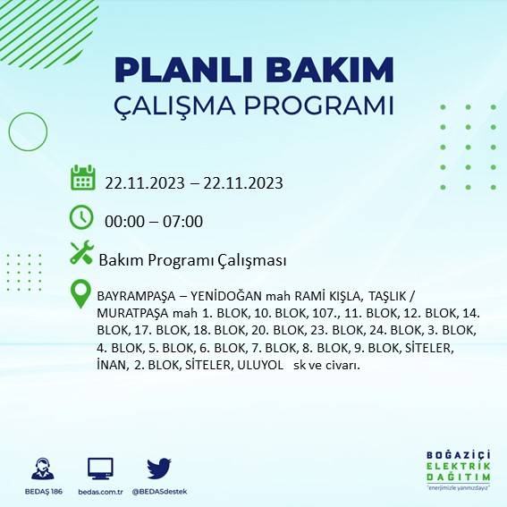 İstanbul'un bu ilçelerinde yaşayanlar dikkat: Saatlerce sürecek elektrik kesintisi için hazır olun 10